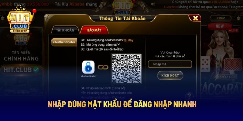 Nhập đúng mật khẩu để đăng nhập nhanh Nhập đúng mật khẩu để đăng nhập nhanh